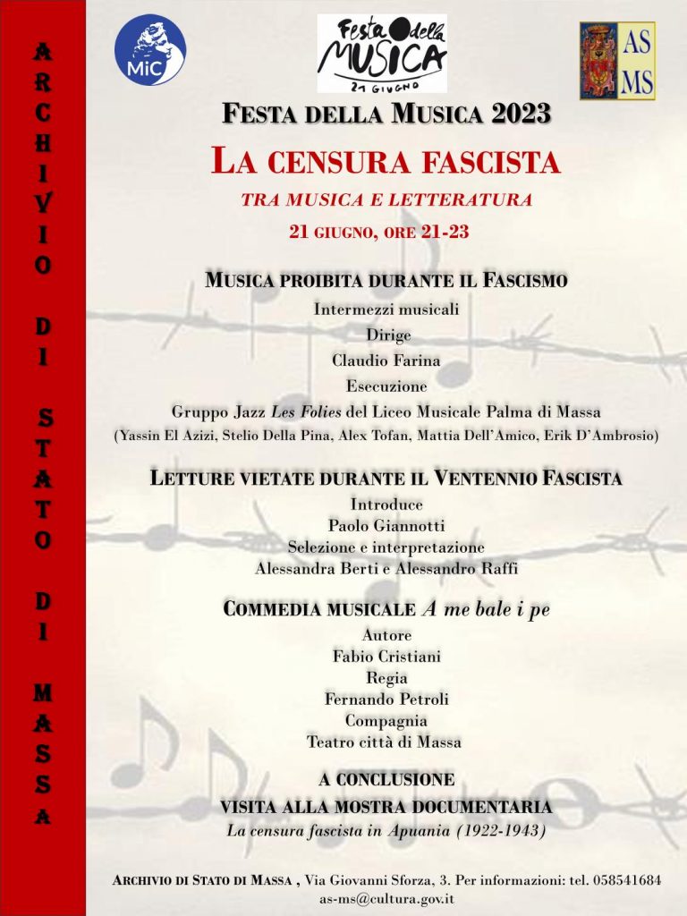 Massa | Festa della Musica | La censura fascista tra musica e letteratura