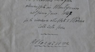Allocuzione in occasione della festa solennizzata a Montignoso il 7 novembre  1847 per la riversione allo Stato di Modena della detta terra