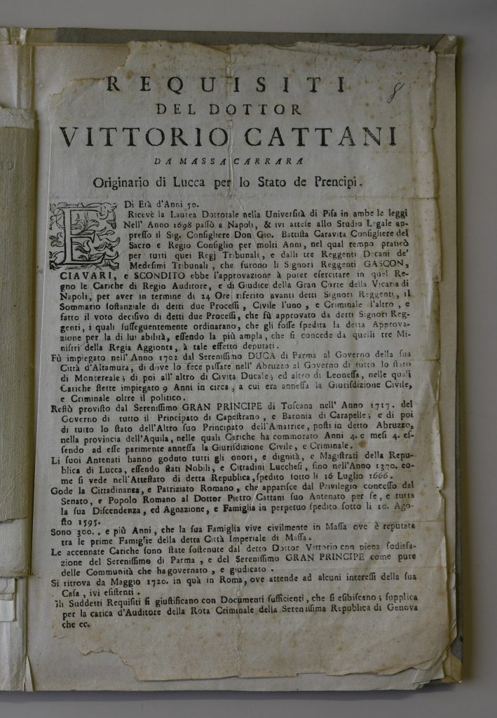 Notizie della famiglia Cattani di Massa